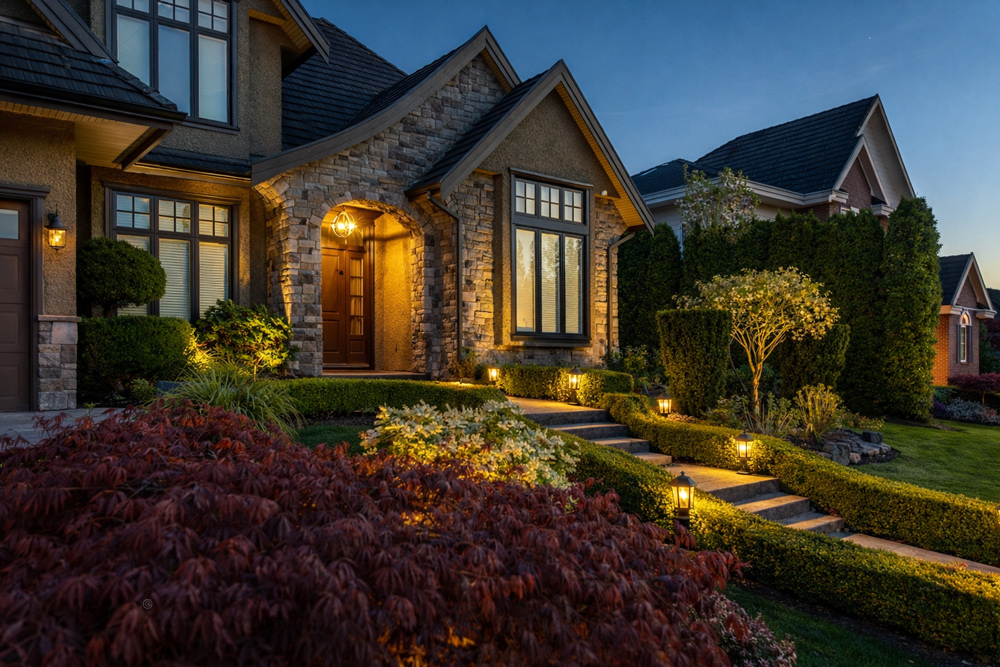 landscape lighting install for austin area home