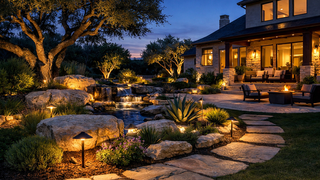 landscape lighting installation